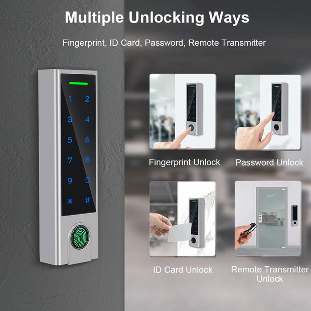 RAYKUBE Electronic Fingerprint Smart Door Lock Kit Anti-theft Invisible Digital Lock With Remote Controller Waterproof Keypad
