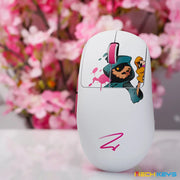 Zaopin X Nachocustomz Z2 4K Swappable Wireless Mouse Ergonomics Design Pink and White Theme Skull Avatar Lightweight Gaming Mice