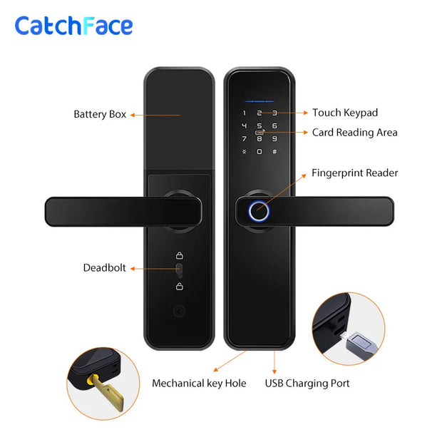 WIFI App Electronic Door Lock  Biometric Fingerprint Door Lock RFID Bluetooth smart Digital Keyless Lock TTlock