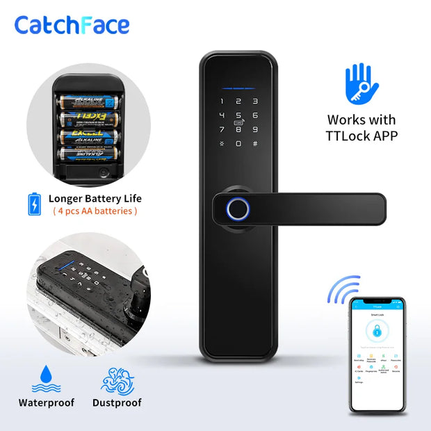 WIFI App Electronic Door Lock  Biometric Fingerprint Door Lock RFID Bluetooth smart Digital Keyless Lock TTlock