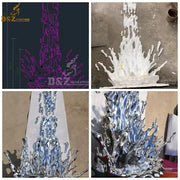 Outdoor Garden Decorate Mirror Art Modern Large Metal Led Light Ring Water Fountain Stainless Steel Circle Waterfall Fountain