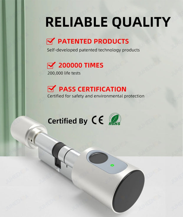 Adjustable Euro Cylinder Smart Lock Tuya BLE Fingerprint IC Card Keys Phone App Home Electronic Door Lock Core Digital Keyless