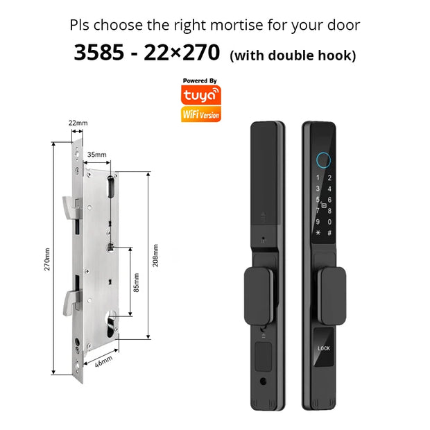 TUYA WIFI Waterproof Smart Door Lock Fingerprint APP Password RFID Card Keyless Digital Electronic Lock Aluminum/Glass Sliding