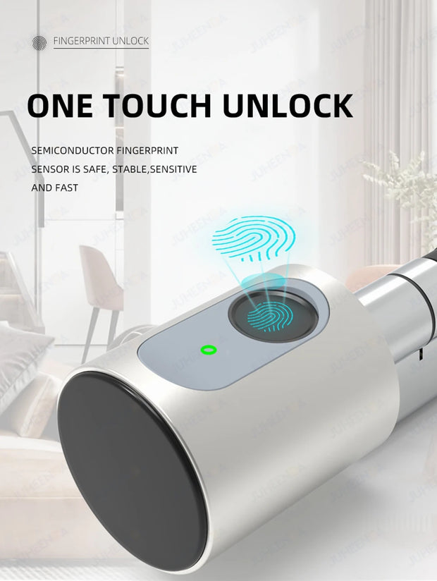 Adjustable Euro Cylinder Smart Lock Tuya BLE Fingerprint IC Card Keys Phone App Home Electronic Door Lock Core Digital Keyless