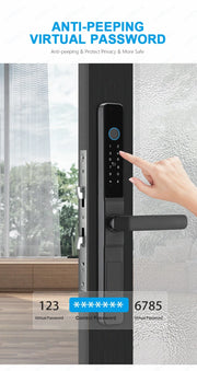 Tuya Wifi Smart Slim Sliding Door Lock Waterproof Fingerprint Password RFID Card Keyless Electronic Aluminum Door Lock For Home