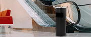 Can with Lid, Black Outdoor Garbage Can for Patio, Side Opening Steel Square Commercial