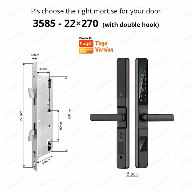 Tuya Wifi Smart Slim Sliding Door Lock Waterproof Fingerprint Password RFID Card Keyless Electronic Aluminum Door Lock For Home