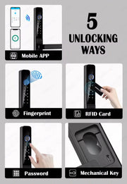 Tuya Wifi Smart Slim Sliding Door Lock Waterproof Fingerprint Password RFID Card Keyless Electronic Aluminum Door Lock For Home