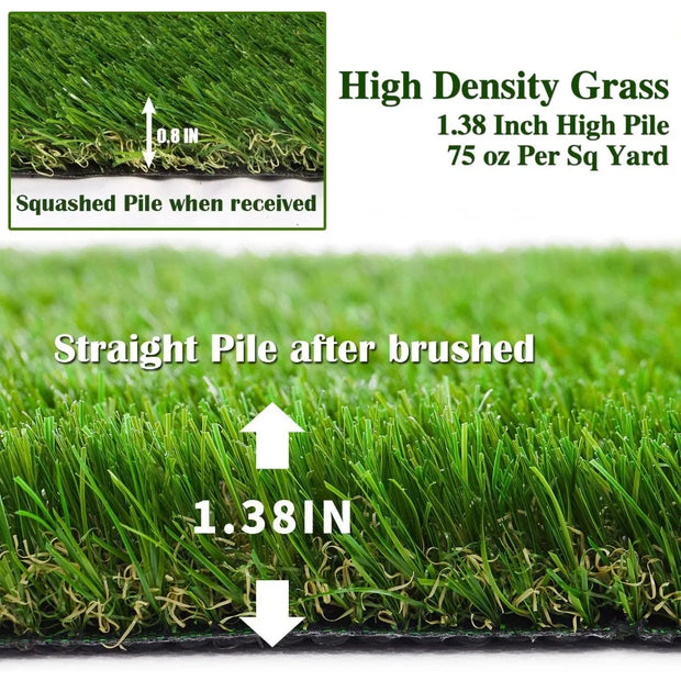 Artificial Grass for Pet Dogs Thick Synthetic Fake Grass Turf with Drain Holes, Indoor Outdoor Lawn Landscape for Gym Patio