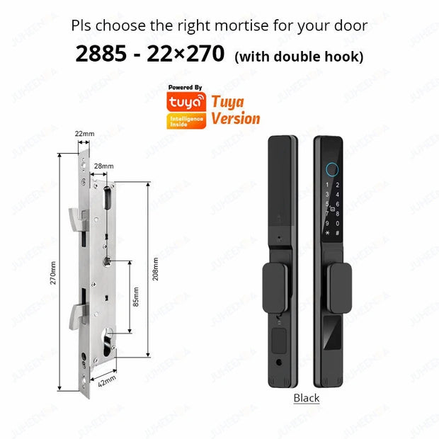 Tuya Wifi Smart Slim Sliding Door Lock Waterproof Fingerprint Password RFID Card Keyless Electronic Aluminum Door Lock For Home