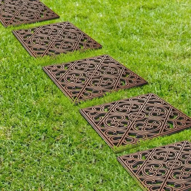 Rubber Stepping Stones 12"x12" Set of 8 Outdoor Garden Pathway Decor Non-Slip Heavy Duty Stones Easy to Clean & Maintain Home