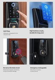 Tuya WiFi Smart Deadbolt Fingerprint Digital Keypad Keyless Entry Electronic Lock Ttlock App Control For Home Apartment Airbnb