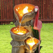 Outdoor Water Fountain - 5 Tier Floor-Standing Cascading Garden Fountain, 25" H Indoor/Outdoor Flamingos Water Fountain