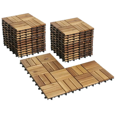 Acacia Wood Flooring Interlocking Deck Tiles for Patio Decor, Waterproof Indoor & Outdoor Decor - Balcony Garden Decking Tile