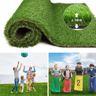 Artificial Grass for Pet Dogs Thick Synthetic Fake Grass Turf with Drain Holes, Indoor Outdoor Lawn Landscape for Gym Patio