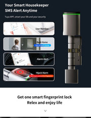 Zemismart BLE DIY Cylinder Smart Electronic Door Lock Work with Tuya APP Fingerprint Keys IC Card Unlock Home Hotels Security