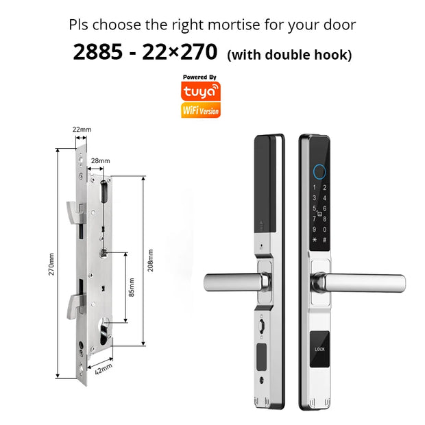 TUYA WIFI Waterproof Smart Door Lock Fingerprint APP Password RFID Card Keyless Digital Electronic Lock Aluminum/Glass Sliding