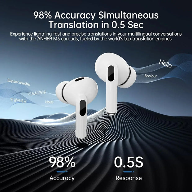 UYUXIO AI Language Translator Earbuds 144 Languages Translator Device and Accents 8 Offline Language Translation Earphones