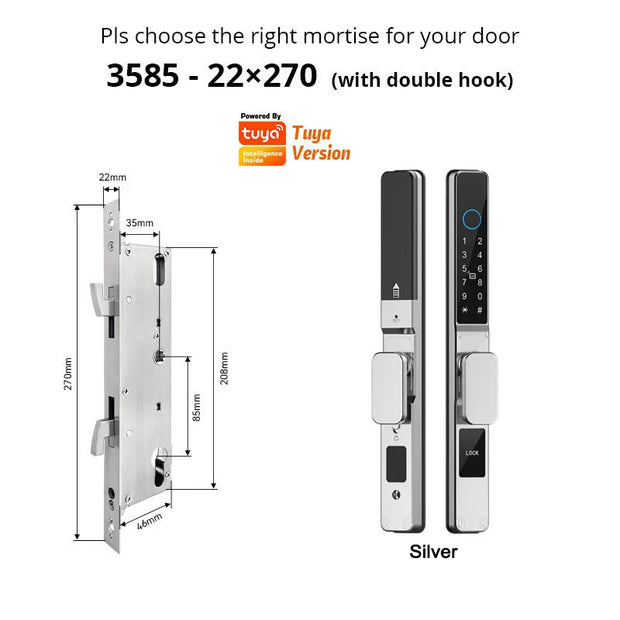 Tuya Wifi Smart Slim Sliding Door Lock Waterproof Fingerprint Password RFID Card Keyless Electronic Aluminum Door Lock For Home