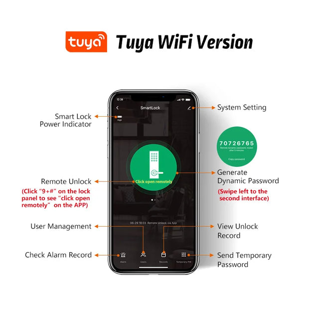 Tuya WiFi Smart Deadbolt Fingerprint Digital Keypad Keyless Entry Electronic Lock Ttlock App Control For Home Apartment Airbnb