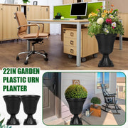 4 Pack Large Outdoor Urn Planter 22 inch Tall Plastic Planter for Front Proch Classic Vase Decorative Garden Pot for Indoor