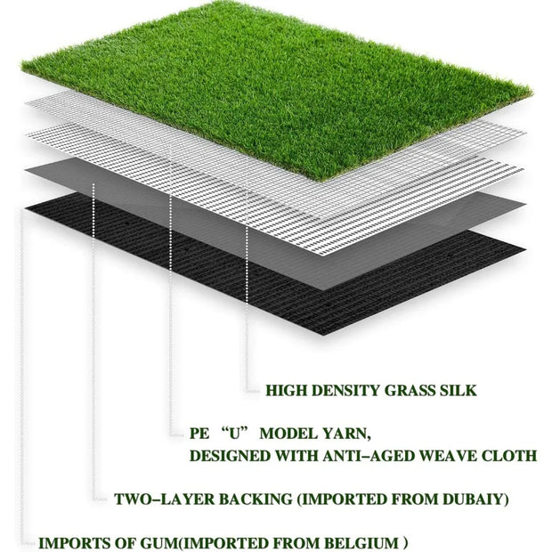 Artificial Grass for Pet Dogs Thick Synthetic Fake Grass Turf with Drain Holes, Indoor Outdoor Lawn Landscape for Gym Patio
