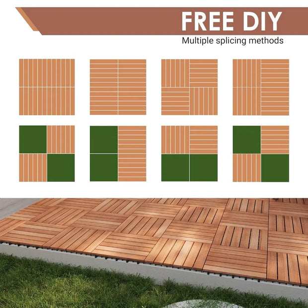 All Weather Use Outdoor Garden 54 PCS 12" x 12" Indoor Outdoor Waterproof Flooring Tiles & Poolside Wpc Tiles Decor
