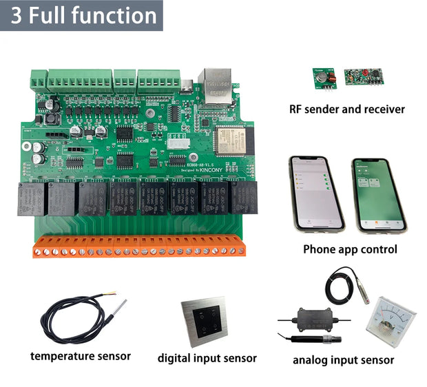 A8 ESP32 Development Relay Board Smart Home Automation Module Controller WiFi Ethernet Tasmota ESPHome Arduino DS18B20/DHT11/21