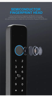 Tuya Wifi Smart Slim Sliding Door Lock Waterproof Fingerprint Password RFID Card Keyless Electronic Aluminum Door Lock For Home