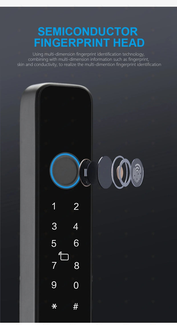 Tuya Wifi Smart Slim Sliding Door Lock Waterproof Fingerprint Password RFID Card Keyless Electronic Aluminum Door Lock For Home