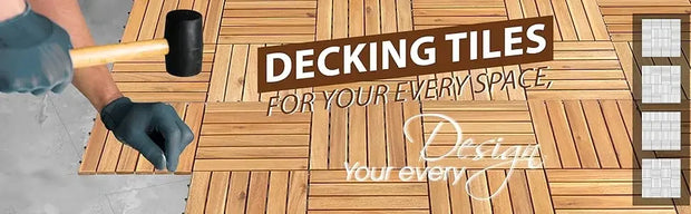 Acacia Wood Flooring Interlocking Deck Tiles for Patio Decor, Waterproof Indoor & Outdoor Decor - Balcony Garden Decking Tile