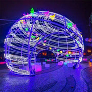 Giant red walk through light ball Commercial street Decoration Outdoor Motif Lights 3D Bauble for Christmas holiday