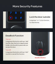 Tuya WiFi Smart Deadbolt Fingerprint Digital Keypad Keyless Entry Electronic Lock Ttlock App Control For Home Apartment Airbnb