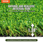 Artifical Grass, 4 x 6 ft Rug Green Turf, 1.38"Fake Door Mat Outdoor Patio Lawn Decoration