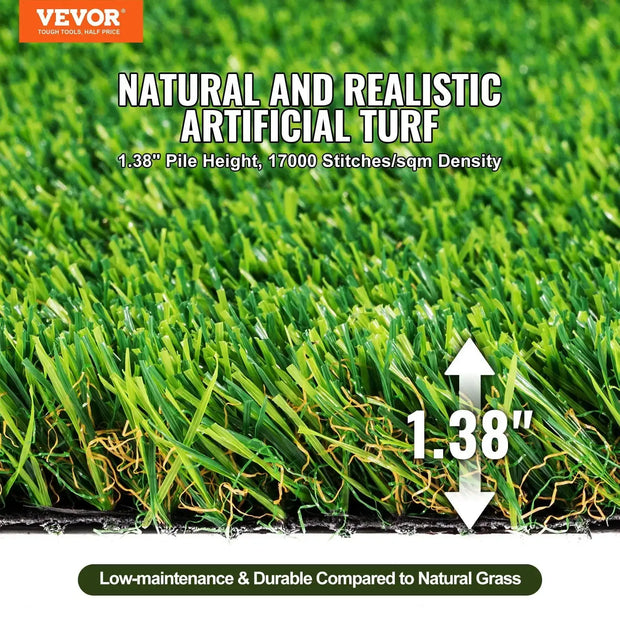 Artifical Grass, 4 x 6 ft Rug Green Turf, 1.38"Fake Door Mat Outdoor Patio Lawn Decoration