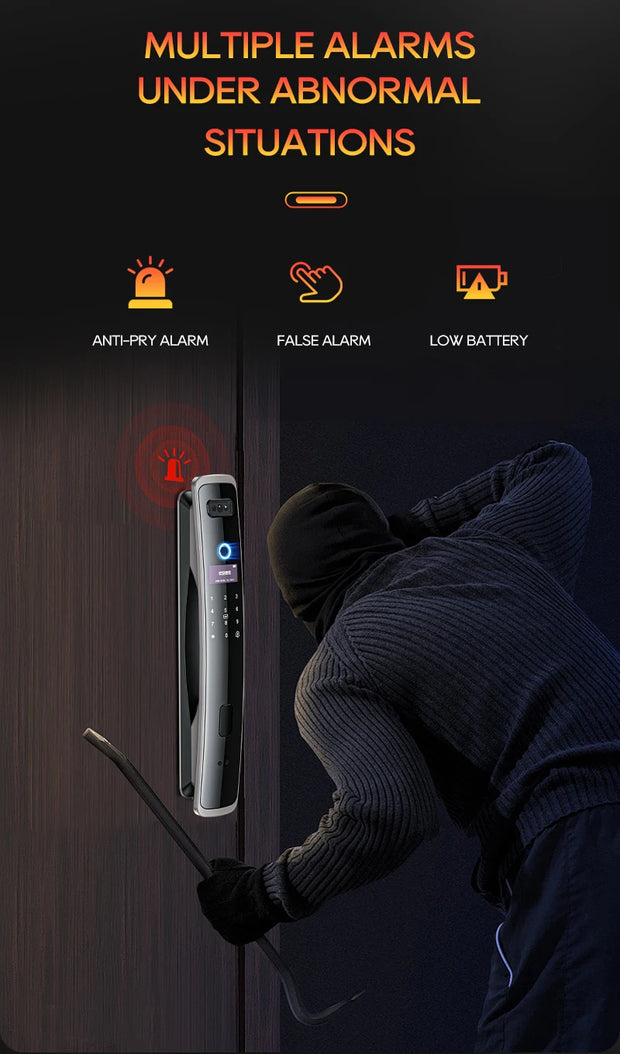 SANKESONG 3D Face Door Lock Security Face & Camera Monitor Intelligent Fingerprint Password Biometric Electronic Key Unlock