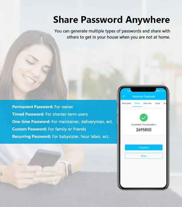 Tuya WiFi Smart Deadbolt Fingerprint Digital Keypad Keyless Entry Electronic Lock Ttlock App Control For Home Apartment Airbnb