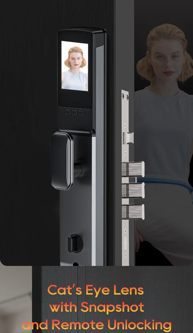 SANKESONG 3D Face Door Lock Security Face & Camera Monitor Intelligent Fingerprint Password Biometric Electronic Key Unlock