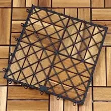Acacia Wood Flooring Interlocking Deck Tiles for Patio Decor, Waterproof Indoor & Outdoor Decor - Balcony Garden Decking Tile