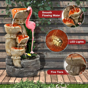 Outdoor Water Fountain - 5 Tier Floor-Standing Cascading Garden Fountain, 25" H Indoor/Outdoor Flamingos Water Fountain