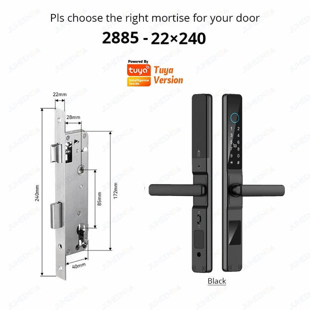 Tuya Wifi Smart Slim Sliding Door Lock Waterproof Fingerprint Password RFID Card Keyless Electronic Aluminum Door Lock For Home