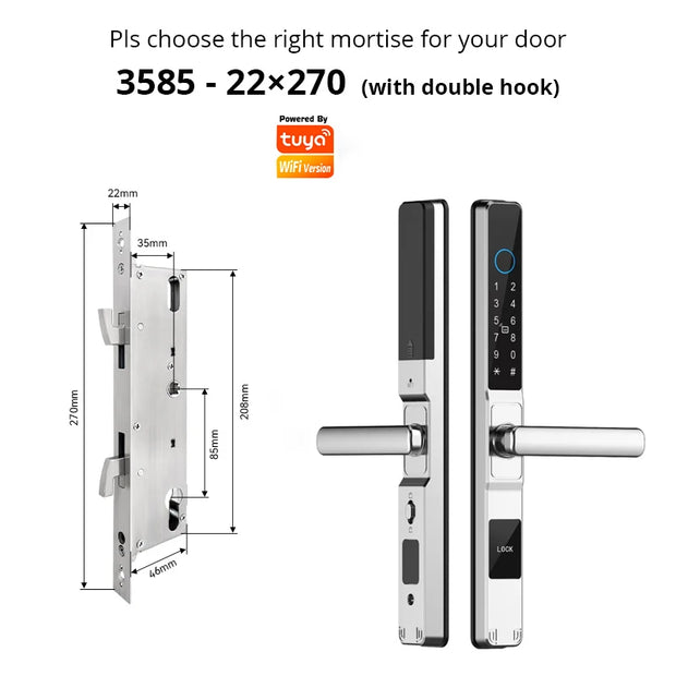 TUYA WIFI Waterproof Smart Door Lock Fingerprint APP Password RFID Card Keyless Digital Electronic Lock Aluminum/Glass Sliding