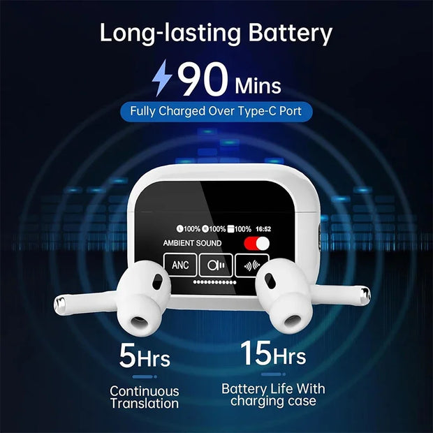 UYUXIO AI Language Translator Earbuds 144 Languages Translator Device and Accents 8 Offline Language Translation Earphones