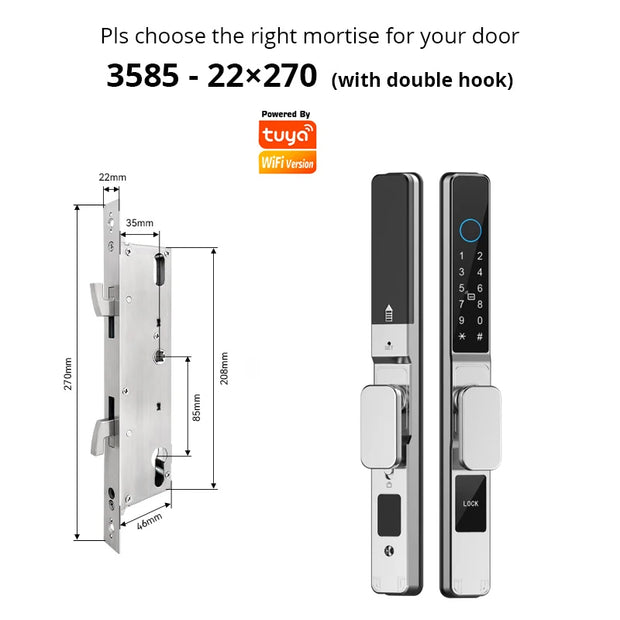 TUYA WIFI Waterproof Smart Door Lock Fingerprint APP Password RFID Card Keyless Digital Electronic Lock Aluminum/Glass Sliding