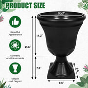 4 Pack Large Outdoor Urn Planter 22 inch Tall Plastic Planter for Front Proch Classic Vase Decorative Garden Pot for Indoor