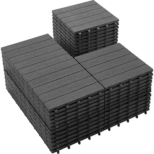 54 PCS Plastic Interlocking Patio Deck Tiles - 12" x 12" Waterproof Indoor Outdoor Flooring, Patio Floor Decking for B