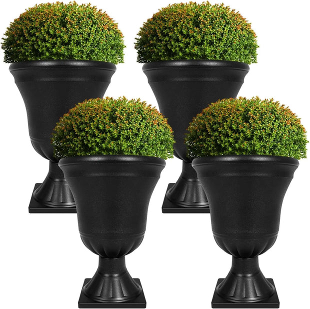 4 Pack Large Outdoor Urn Planter 22 inch Tall Plastic Planter for Front Proch Classic Vase Decorative Garden Pot for Indoor