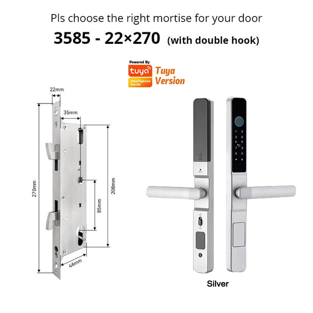 Tuya Wifi Smart Slim Sliding Door Lock Waterproof Fingerprint Password RFID Card Keyless Electronic Aluminum Door Lock For Home