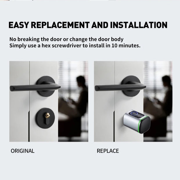 Zemismart BLE DIY Cylinder Smart Electronic Door Lock Work with Tuya APP Fingerprint Keys IC Card Unlock Home Hotels Security