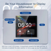 Tuya Control Panel Smart Home Control Panel Tuya Smart Panel Built-In Alexa Gateway 4 Inch Touch LCD Screen Multi-Function